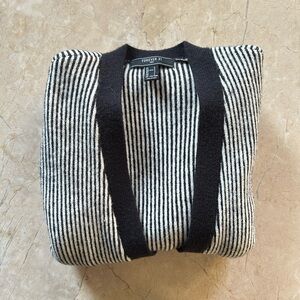 Forever 21 Black and White Striped Men's Cardigan Sweater